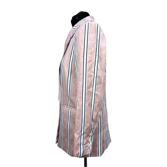 Free People Uptown Girl Striped Cotton Blazer In Rose Size Medium - Picture 7 of 14